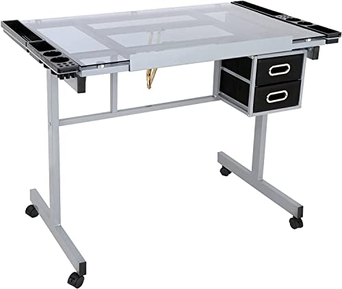 Silver Adjustable Glass Drafting Table T85977