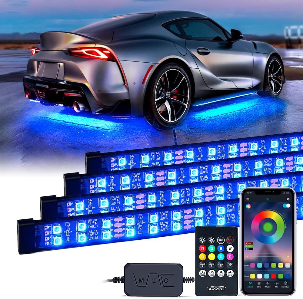4 PCS RGB LED Car Underglow Light Kit with Wireless Remote Z898