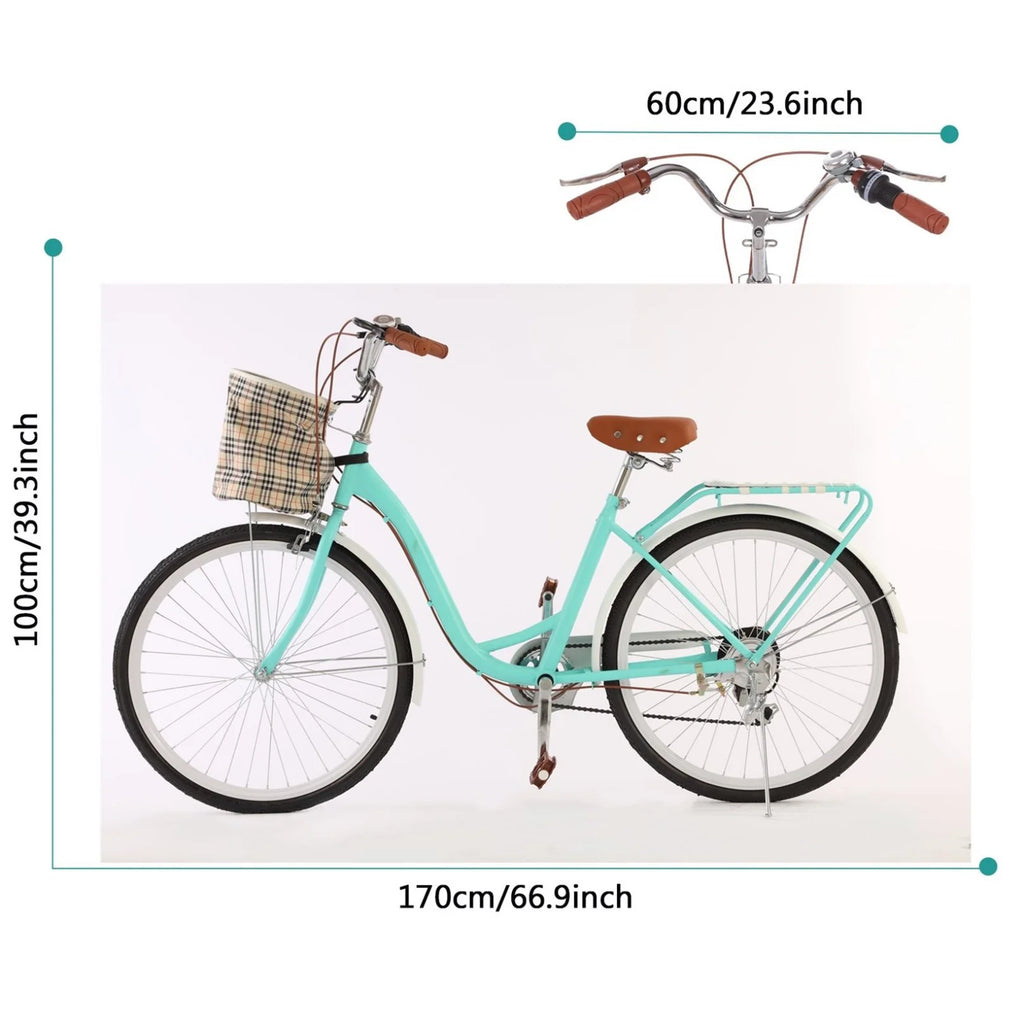 7 Speed 26 Inch Cruiser Bike with Basket U298186