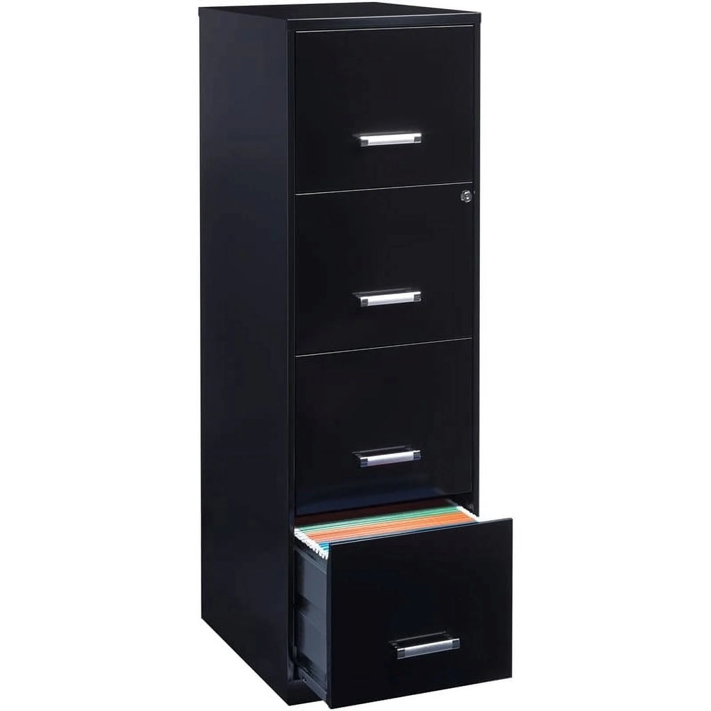 18" 4 Drawer Metal Letter File Cabinet in Black X1543