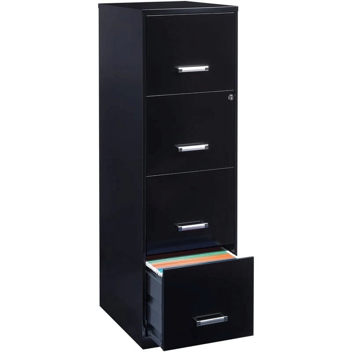 18" 4 Drawer Metal Letter File Cabinet in Black X1543