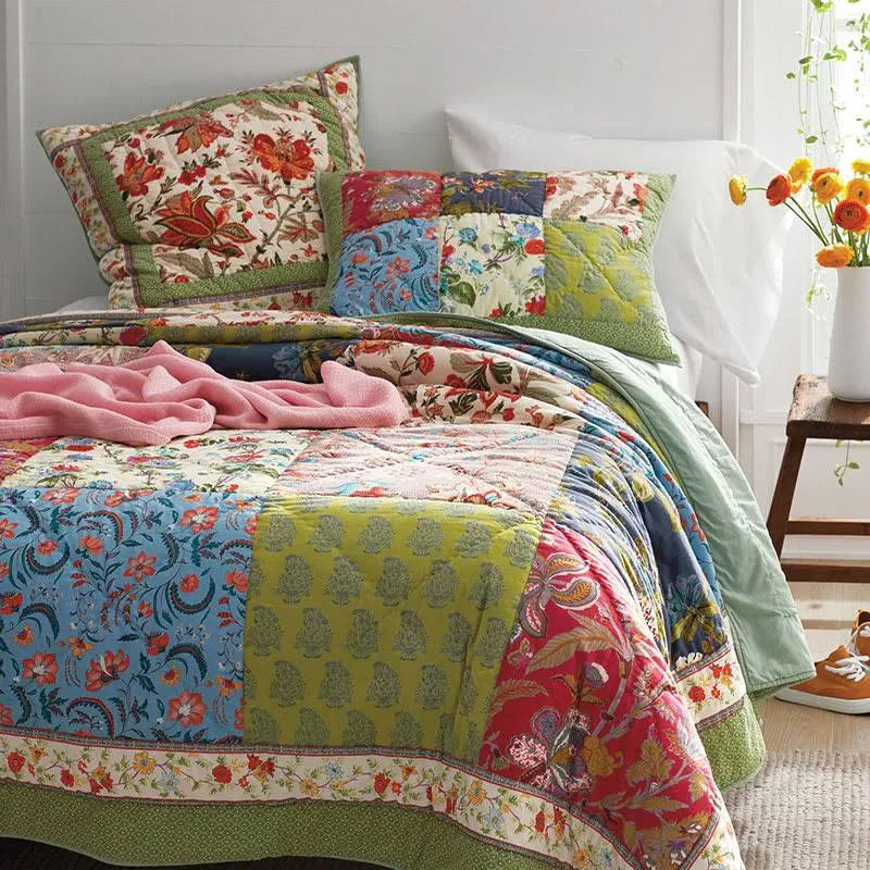 Multicolored Floral Full/Queen Cotton Quilt E8694