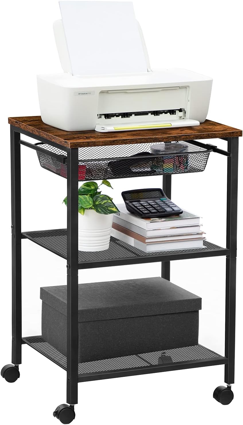 3-Tier Printer Cart with Storage Shelf and Wheels Y37352