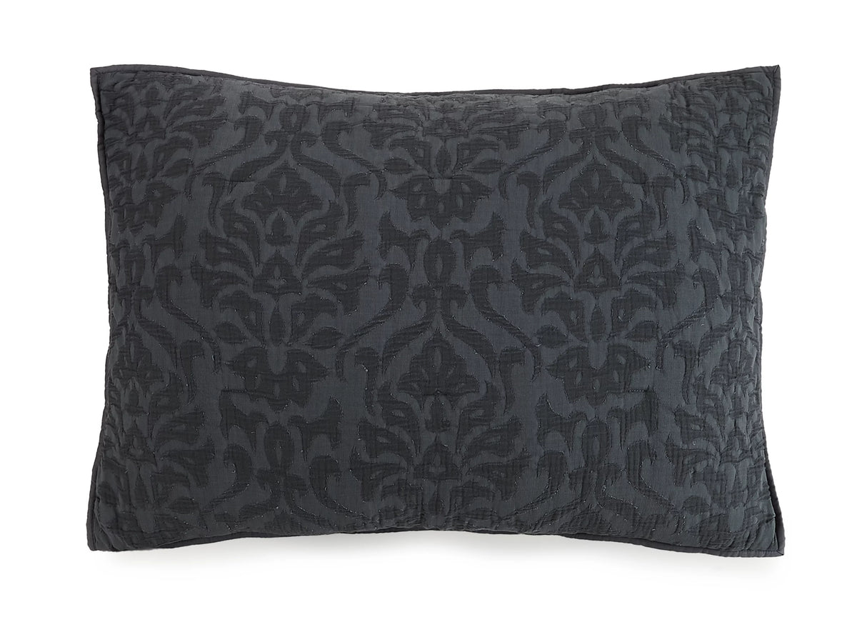 Gray Damask Cotton Quilt King J953