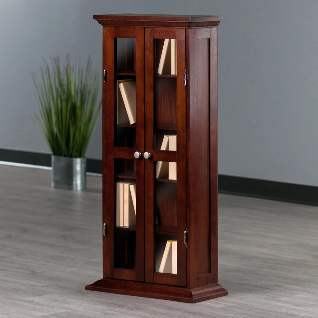 Walnut Finish Wood Media Cabinet G3878