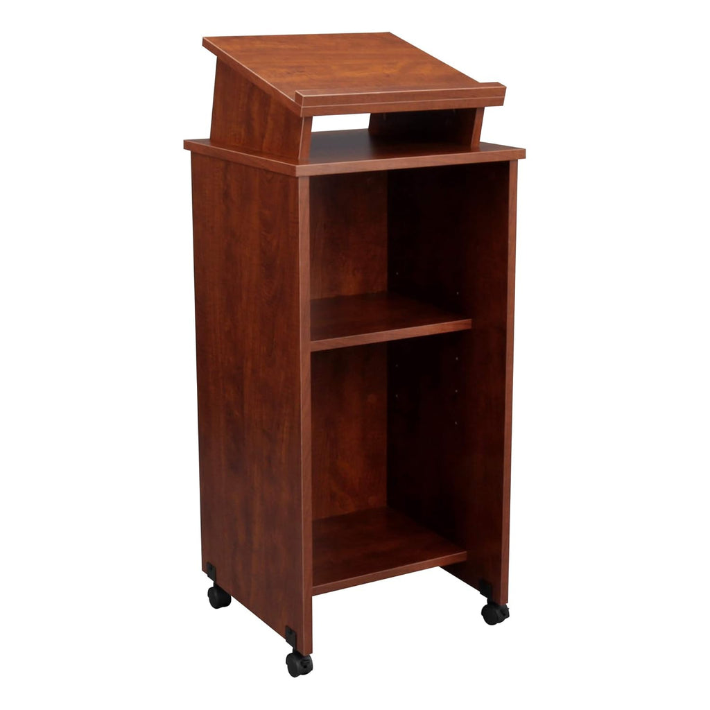 Mobile Stand-Up Cherry Lectern Podium with Casters, 2-Pack V359361
