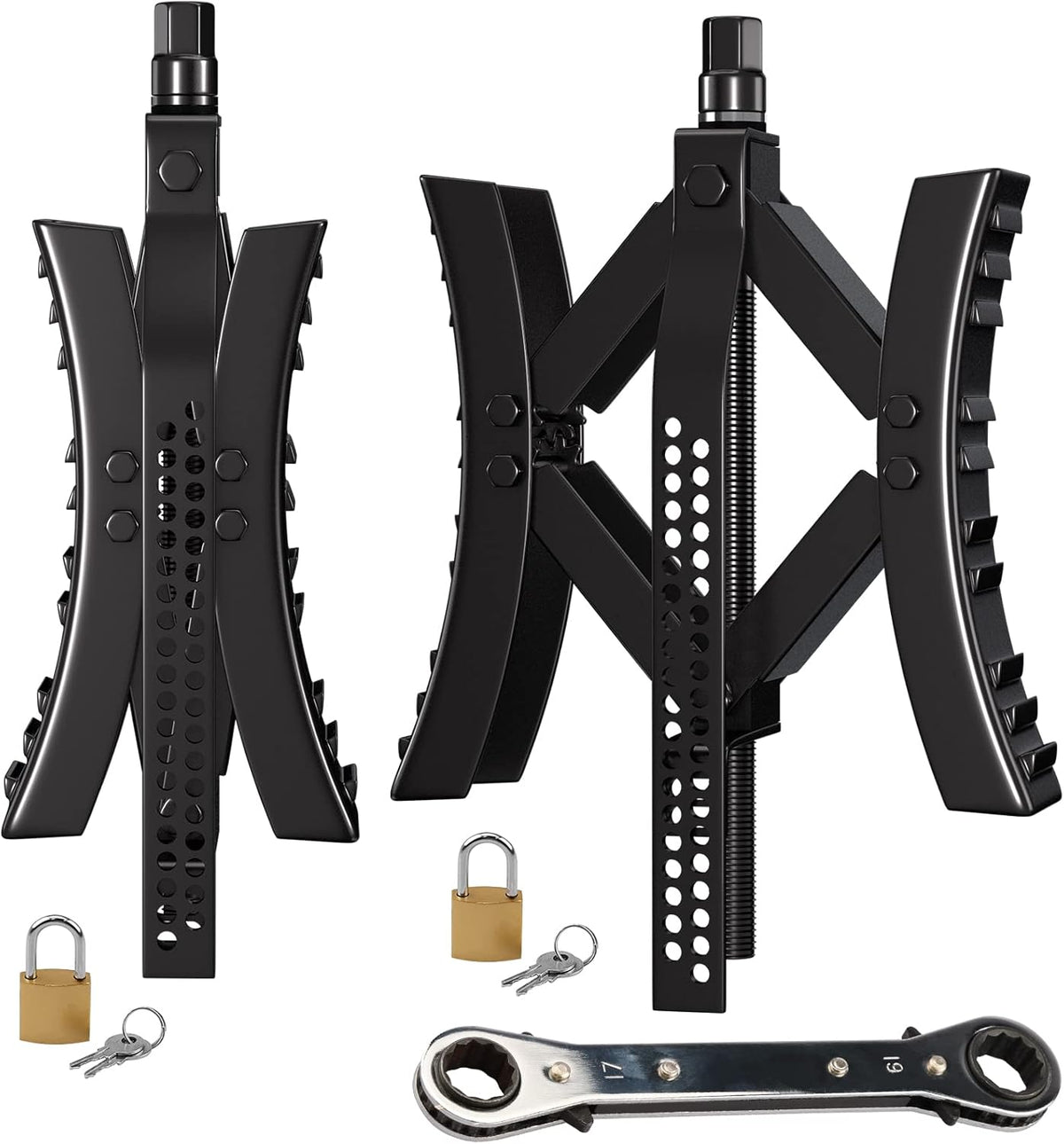 Black Metal Wheel Chock Stabilizer 2 Packs S100870