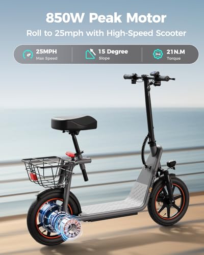 Electric Scooter with Seat, Front Suspension, Turn Signal C13196