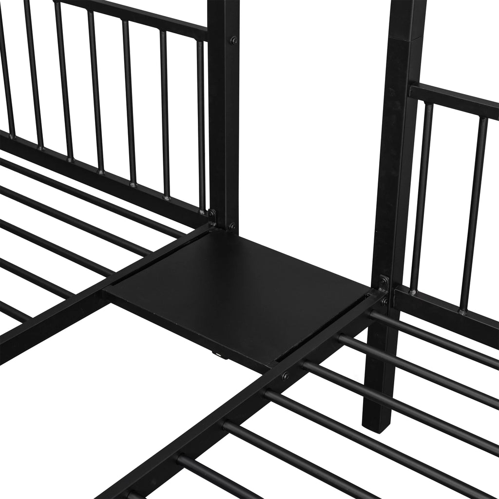 Black Metal Triple Bunk Bed with Drawers X139453