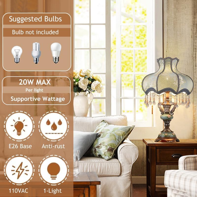 European Style Handmade Fabric Lampshade Table Lamp E66758