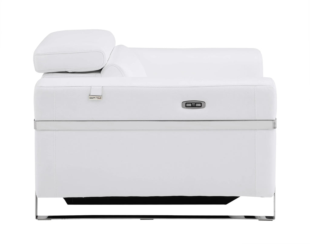 White Top Grain Italian Leather Power Recliner Chair V4897
