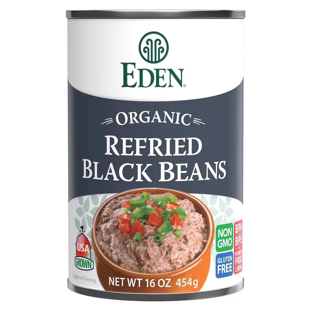Organic Refried Black Beans 16 oz Cans Pack of 12 W3220