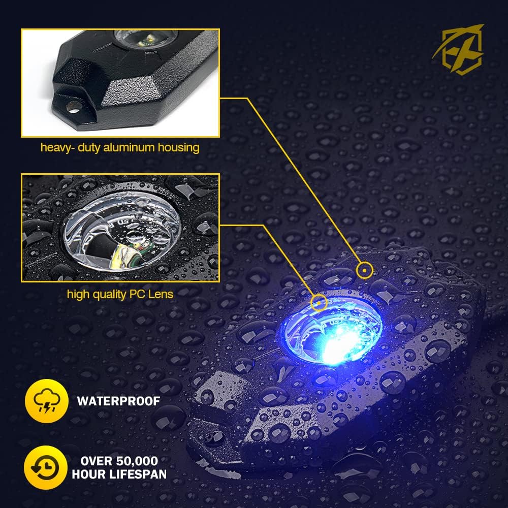 Multicolor LED Rock Lights Kit with Bluetooth Remote, 8 Pods G603