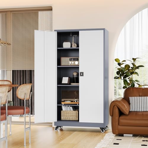 White Metal Rolling Storage Cabinet E6625