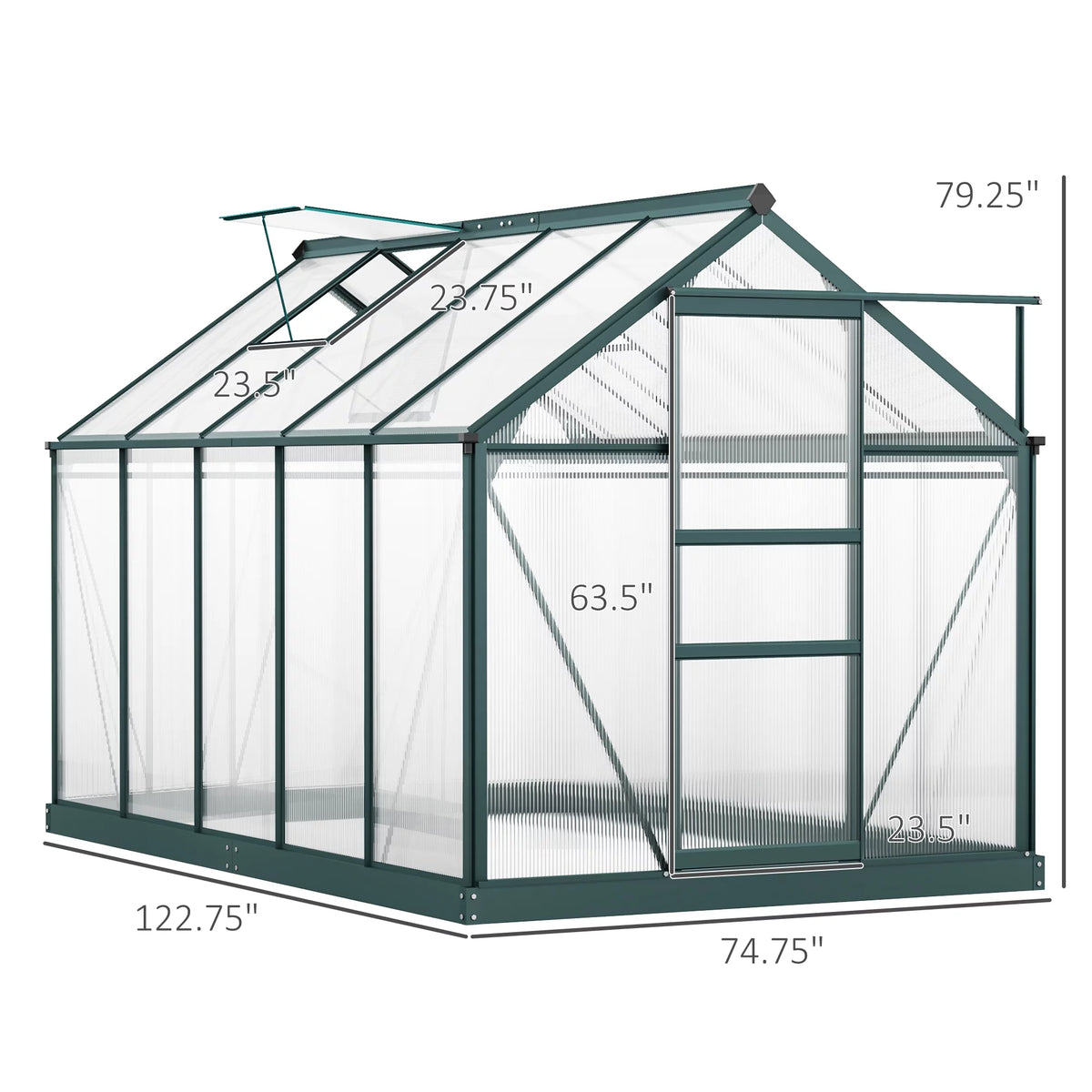 6' x 10' x 7' Polycarbonate Walk-in Greenhouse W351936