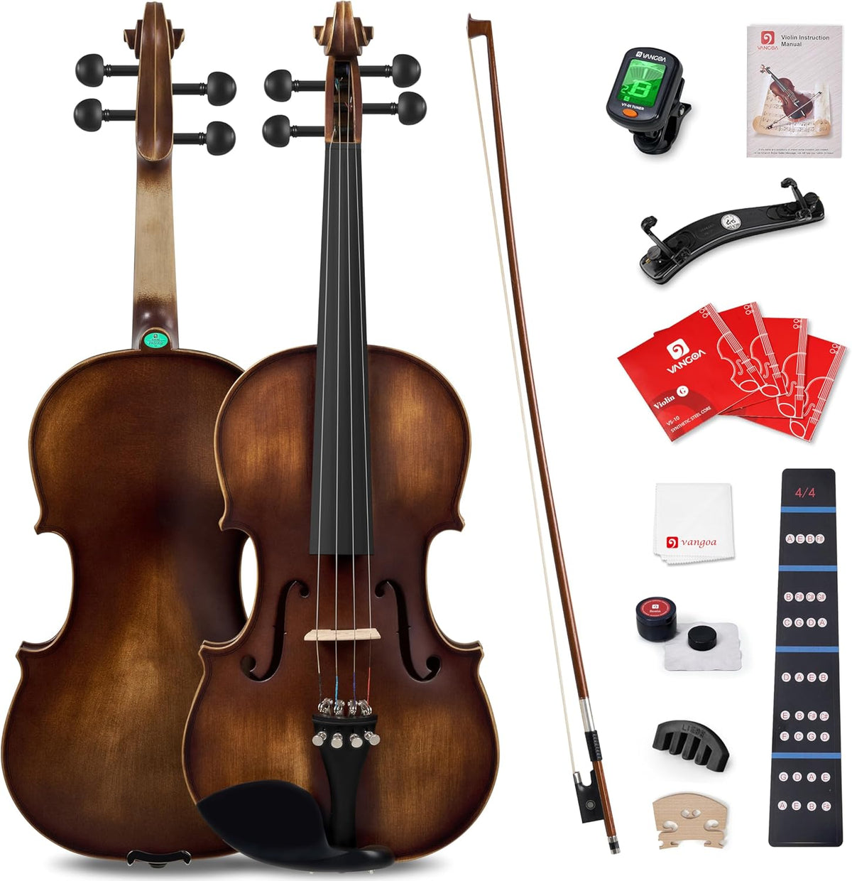 Solid Wood Violin 4/4 Full Size Set with Lightweight Hard Case X91780