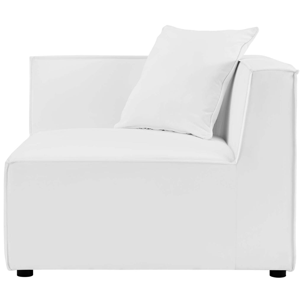 White Fabric Outdoor Loveseat Chaise Sofa I5592