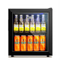 Mini Fridge with Glass Door 50 Can Cooler with Wine Rack, Stainless Steel Look Y1110