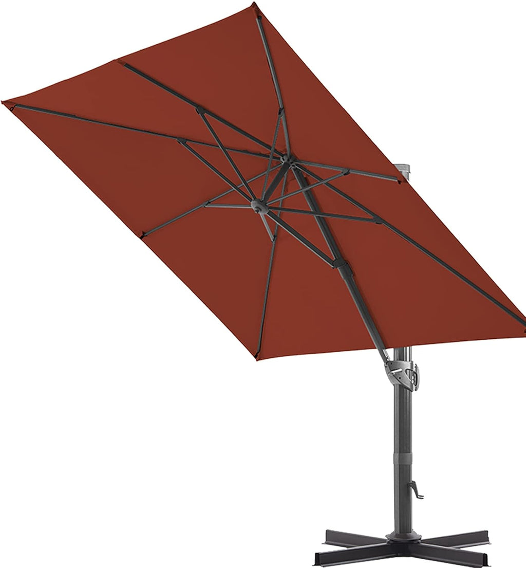 11 ft. Aluminum Cantilever Umbrella with 360° Rotation (Brick Red) F245925