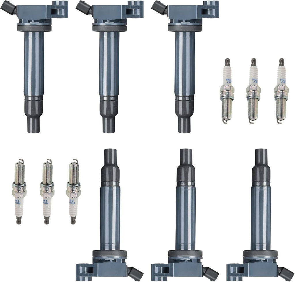 6pcs Ignition Coil Pack and Copper Spark Plug for Lexus Toyota 3.0L V6 I9709