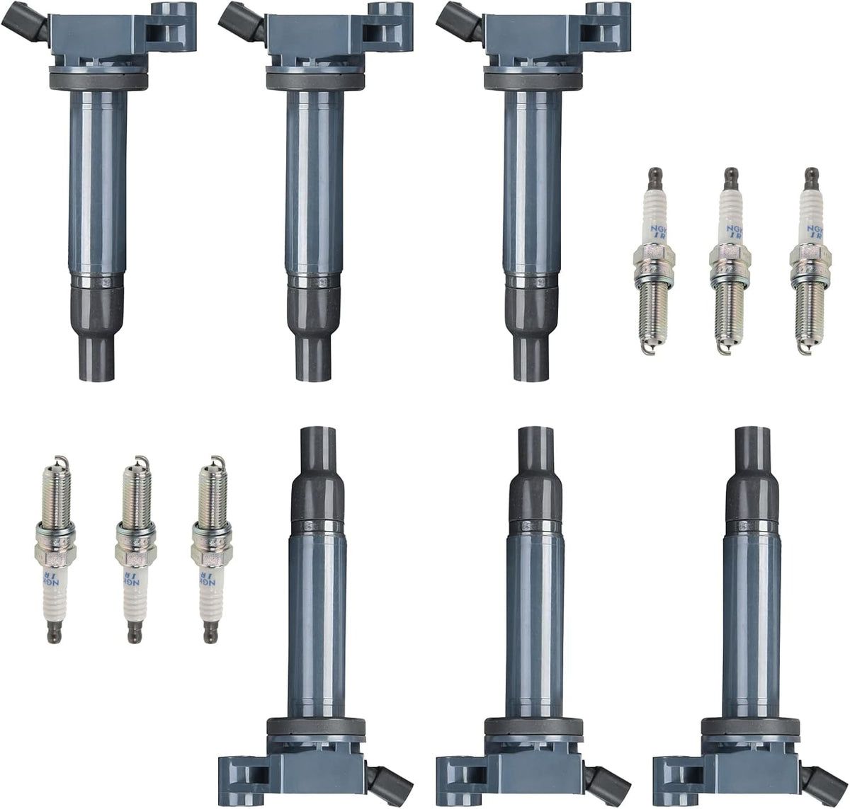 6pcs Ignition Coil Pack and Copper Spark Plug for Lexus Toyota 3.0L V6 I9709