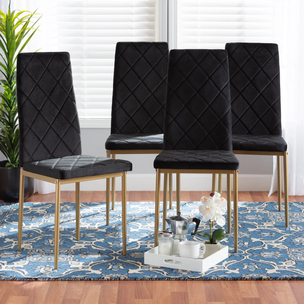 Black and Gold Dining Chair Set of 4 X158