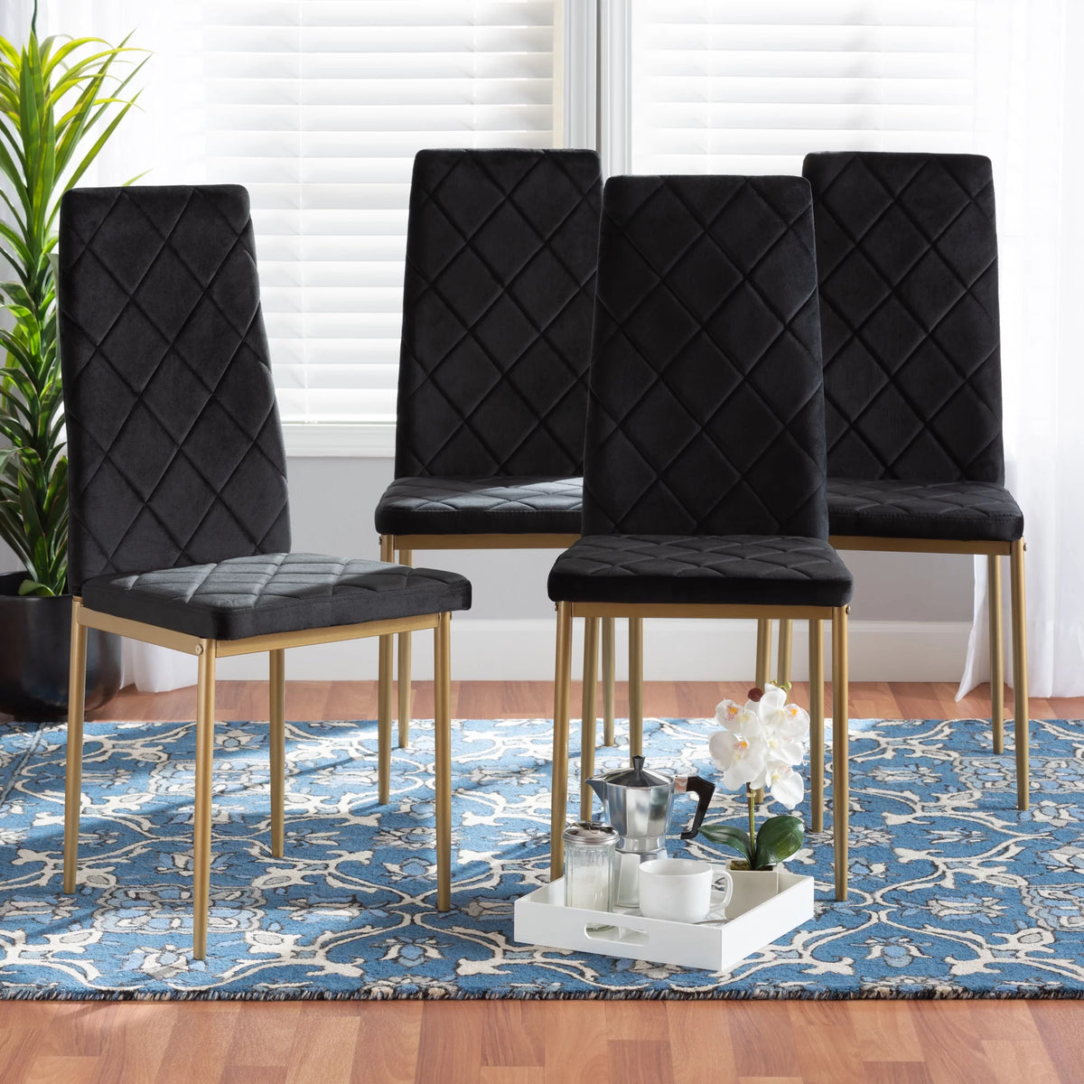 Black and Gold Dining Chair Set of 4 X158