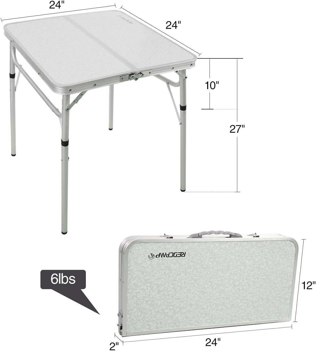 White 36 x 24 inch Aluminum Folding Camping Table L9064