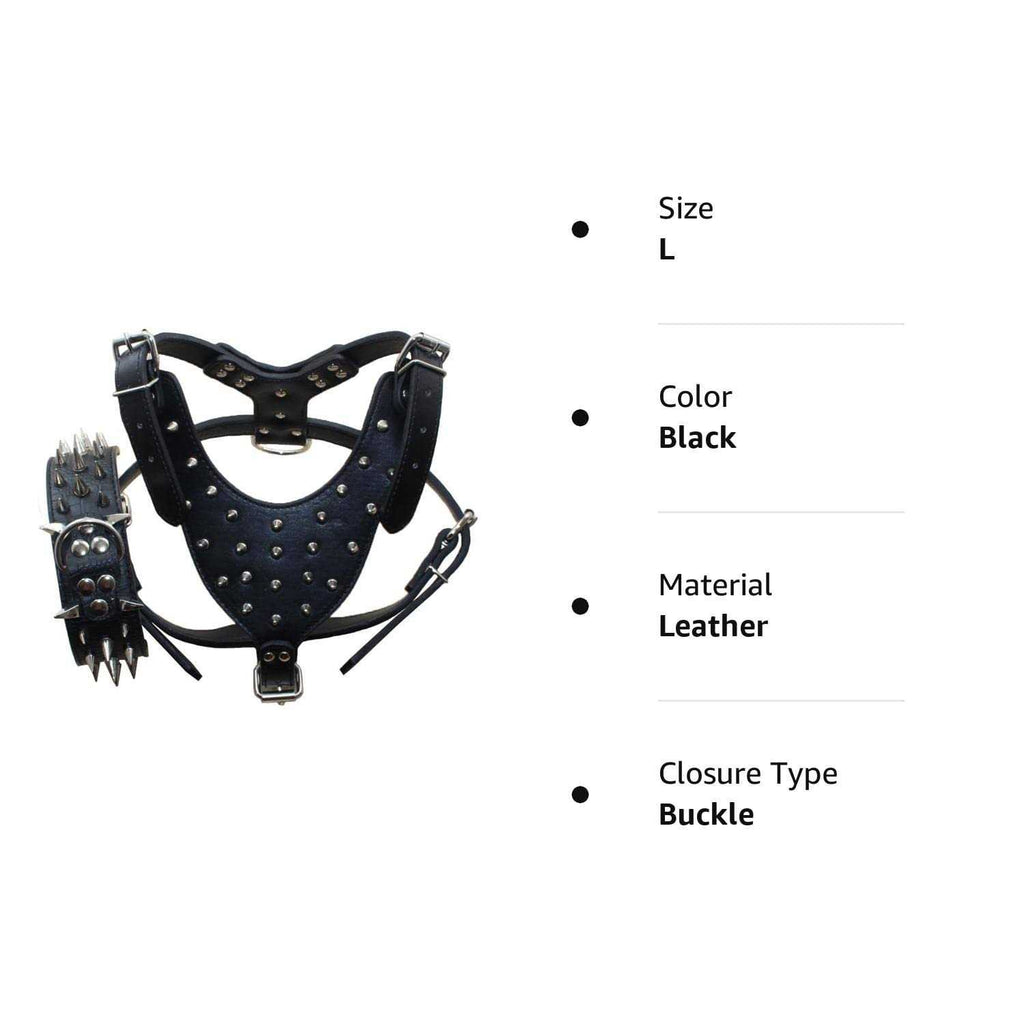 Leather Spiked Studded Dog Collars Harnesses Matching Set M6803