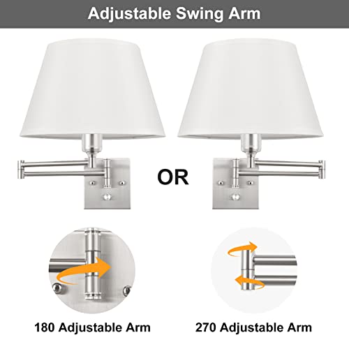Beige Fabric Wall Sconces Set of Two with Dimmer Switch O887