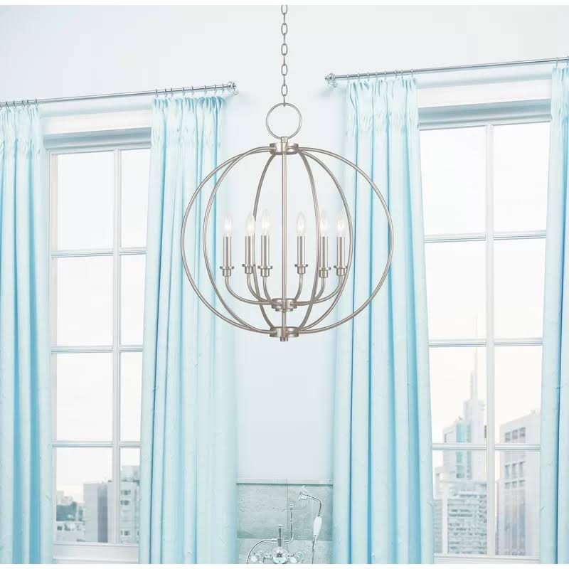 6-Light Globe Chandelier Brushed Nickel Q10741