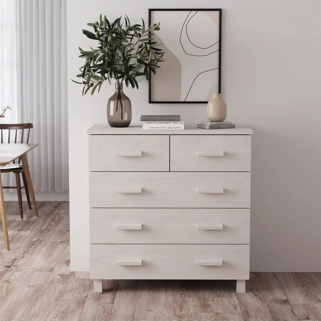 White Solid Wood Pine Sideboard A51679