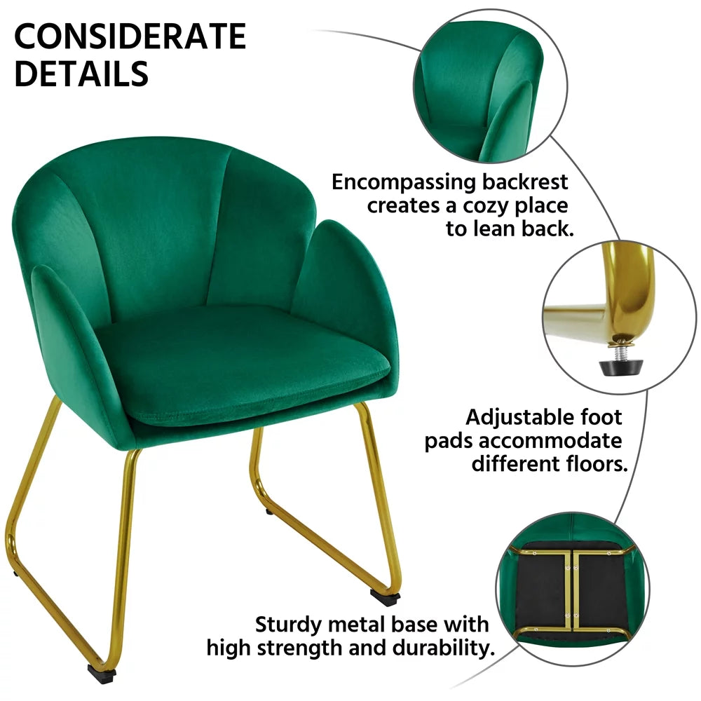 Green Velvet Armchair with Golden Metal Legs W533