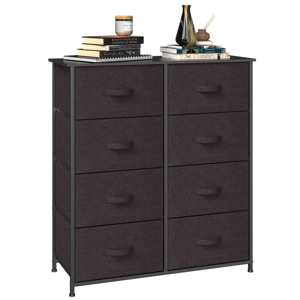 Light Gray 8 Drawer Vertical Dresser with Shelf T51114