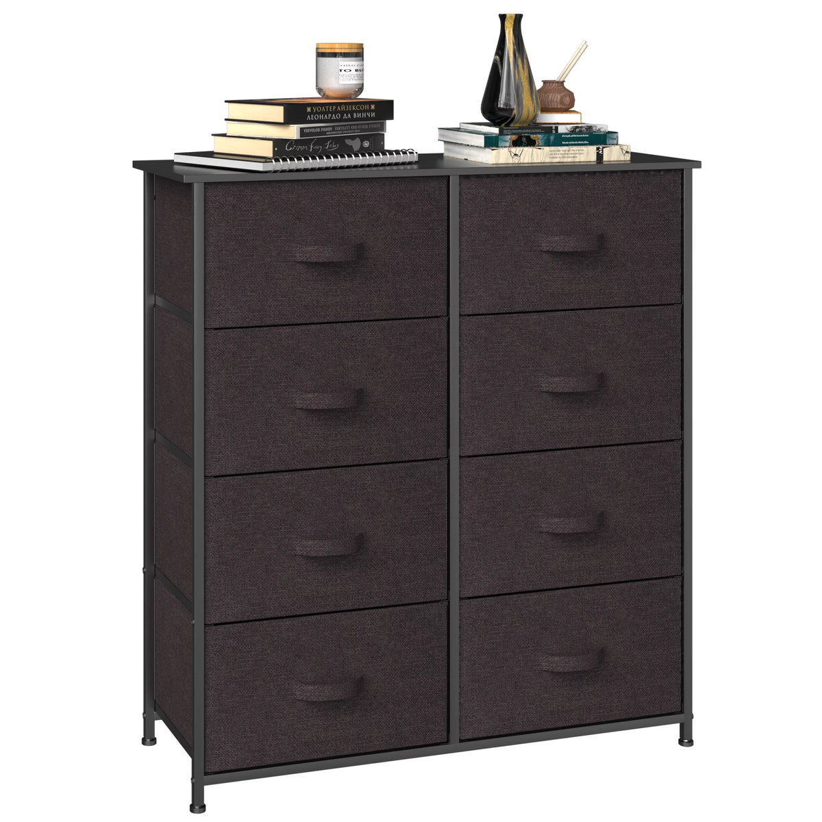 Light Gray 8 Drawer Vertical Dresser with Shelf T51114