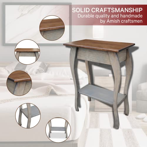 Mocha Wooden End Table with 2-Tiered Shelves W52900