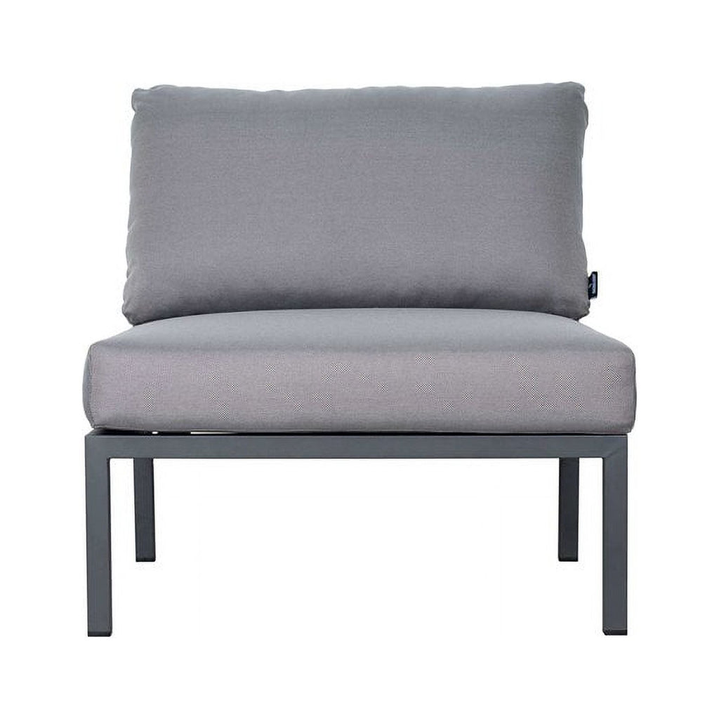 Modern Aluminum Sectional Armless Chair in Dark Gray and Pebble J956
