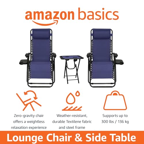 Beige Mesh Zero Gravity Lounge Chair Recliners Set of 2 with Side Table Y376272