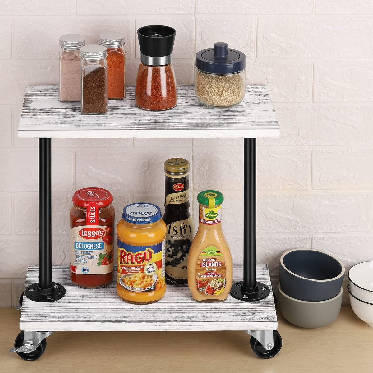 Narrow End Table with Wheels P6117