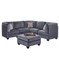 Gray Velvet 6Pc Modular Sectional Sofa with Ottoman and 3 Accent Pillows G4972