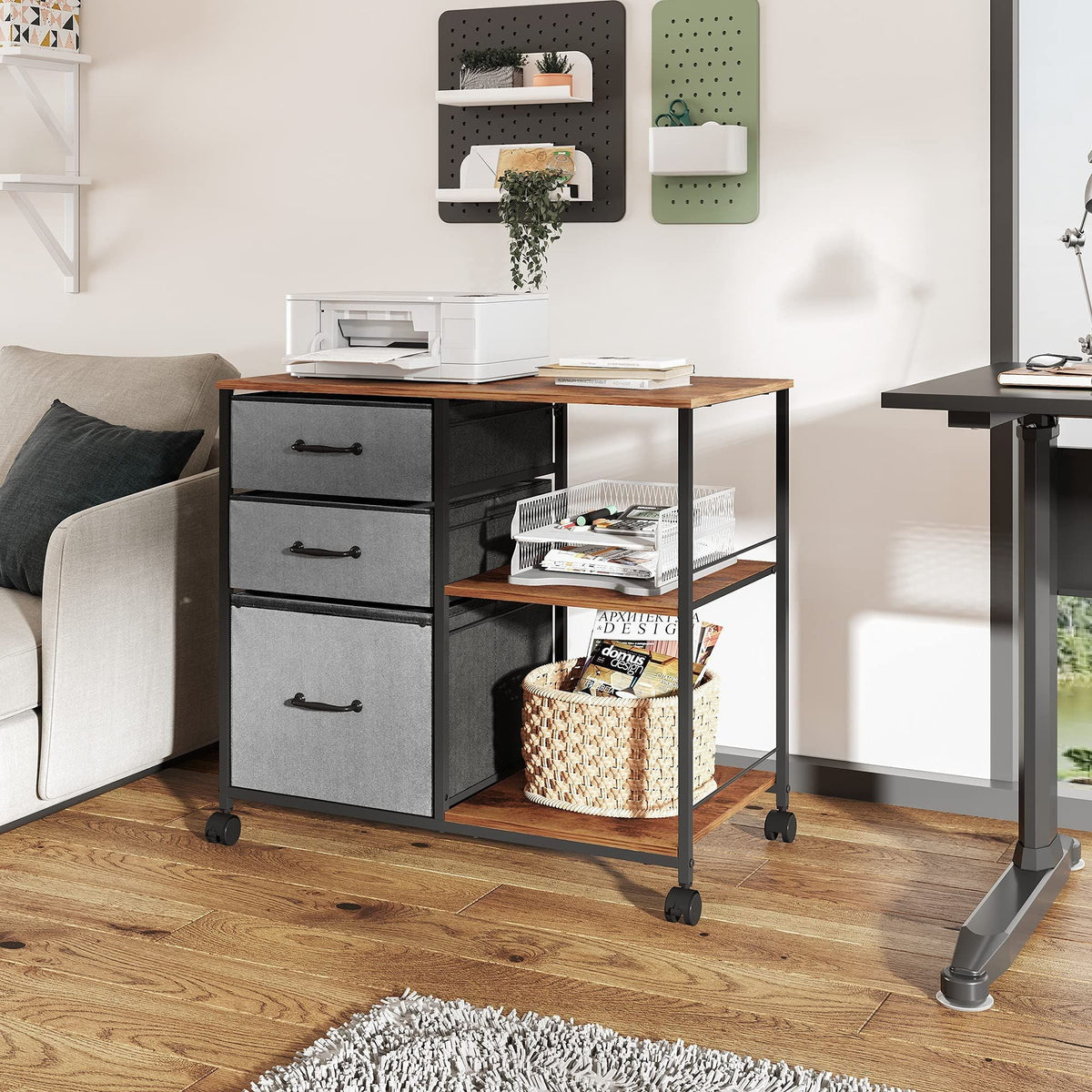3 Drawer Mobile File Cabinet with Storage Shelf X925