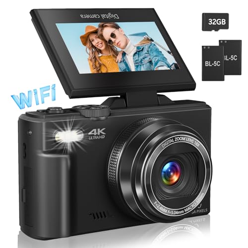 Black 4K Compact Digital Camera with 32GB TF Card B5192
