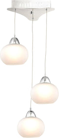 3 Light LED Pendant with White Glass, Chrome U256