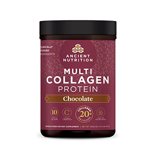 Collagen Powder Protein, Multi Collagen Chocolate Protein Powder, 45 Servings, with Vitamin C, Hydrolyzed Collagen Peptides, 16.65oz Q3425