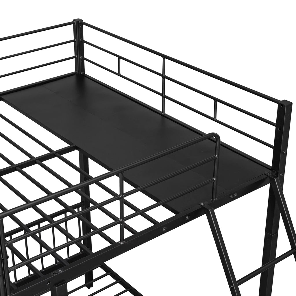 Black Metal Triple Bunk Bed with Drawers X139453