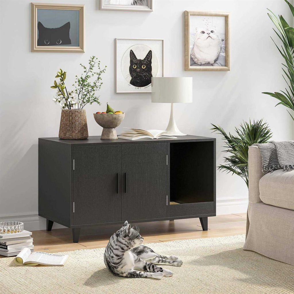 Hidden Cat Litter Box Enclosure with Scratching Mat V372043
