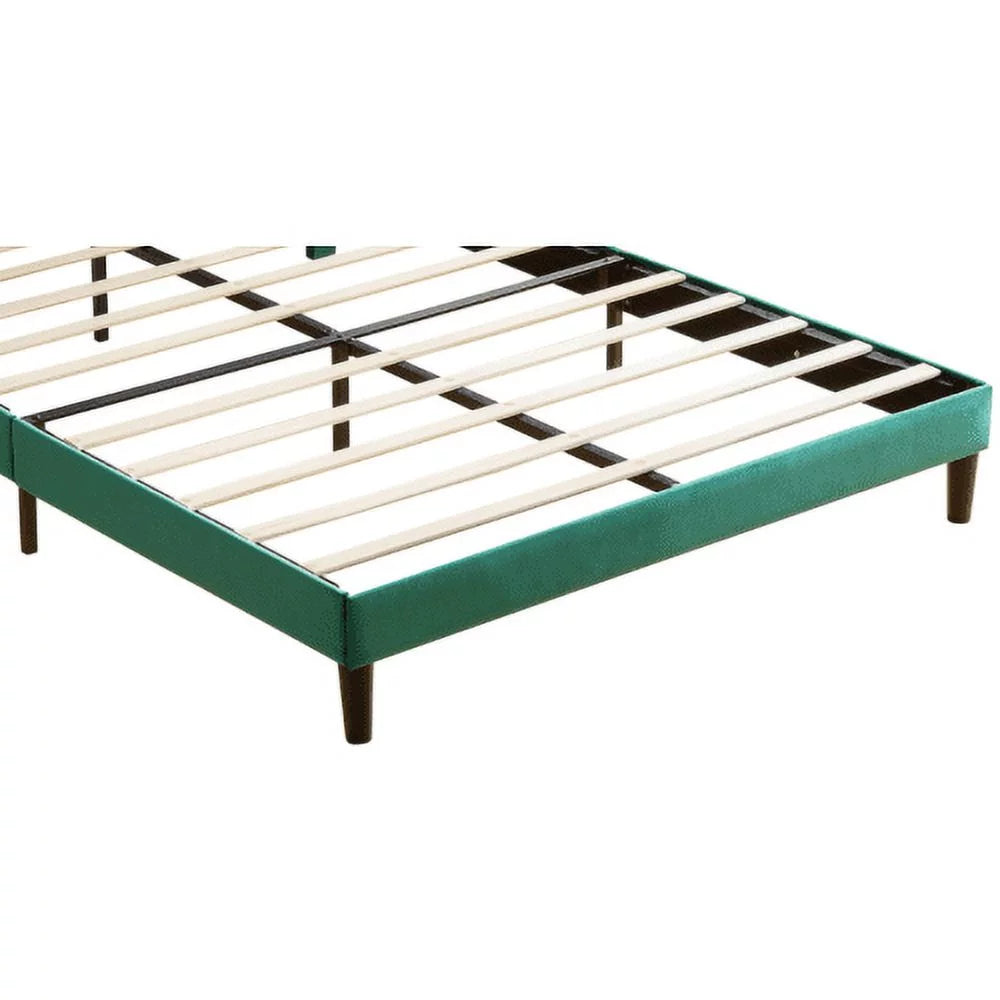 Queen Size Platform Bed with Upholstered Headboard and Slat Support S24502