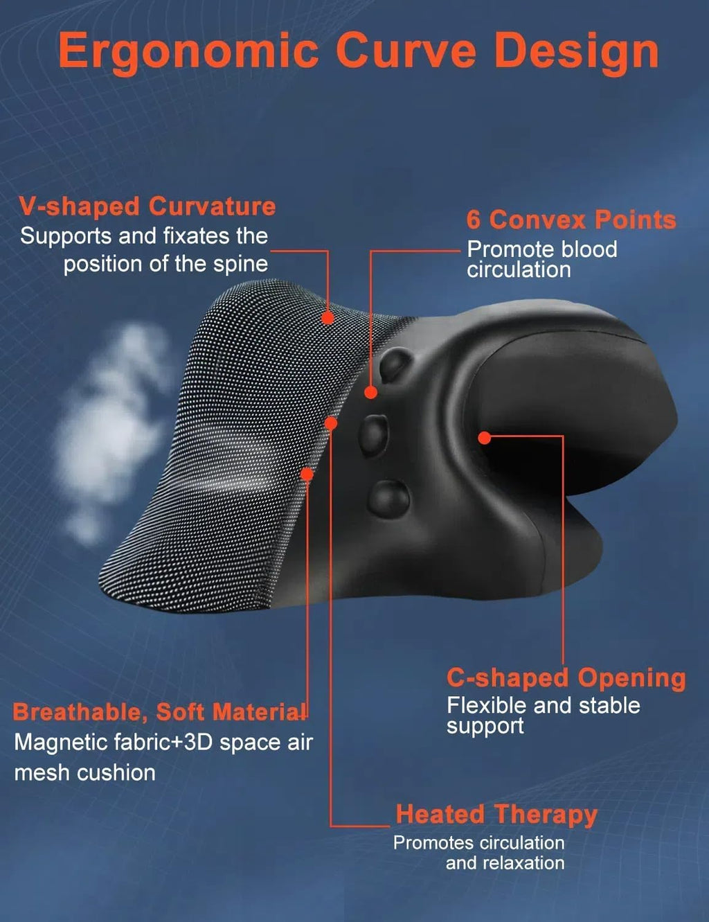 Wireless Cordless Neck Cervical Traction Device with Graphene Heating Pad B6691