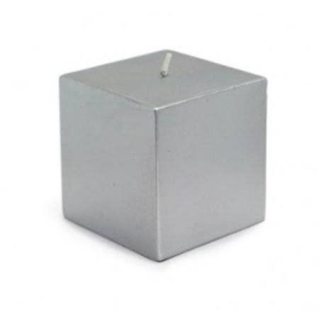 Metallic Silver 3x22 Square Pillar Candle Set of 12 A182