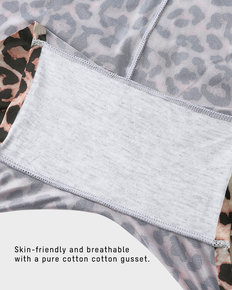 Mid-Rise Ice Silk Leopard Panties 6 Pack U68989